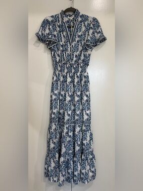 Max Studio Blue and White Floral Maxi Dress